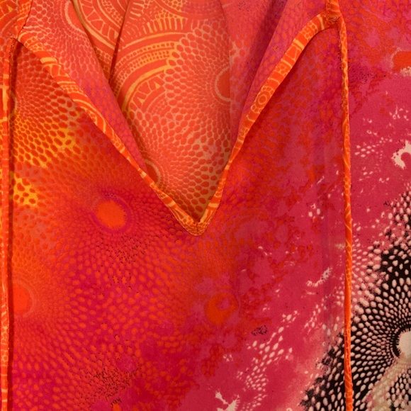 Rafaella Chiffon Hi Lo Blouse 2X Semi Sheer Geometric Print Multicolor - Picture 7 of 12